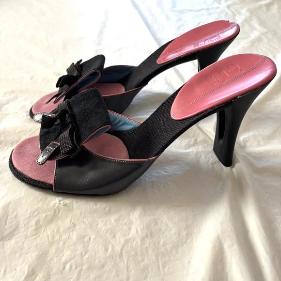 Cole Haan Rare G Series Bows Nike lab Black Pink Heeled Slip Ons SZ 9.5 B NWOT - Picture 1 of 14